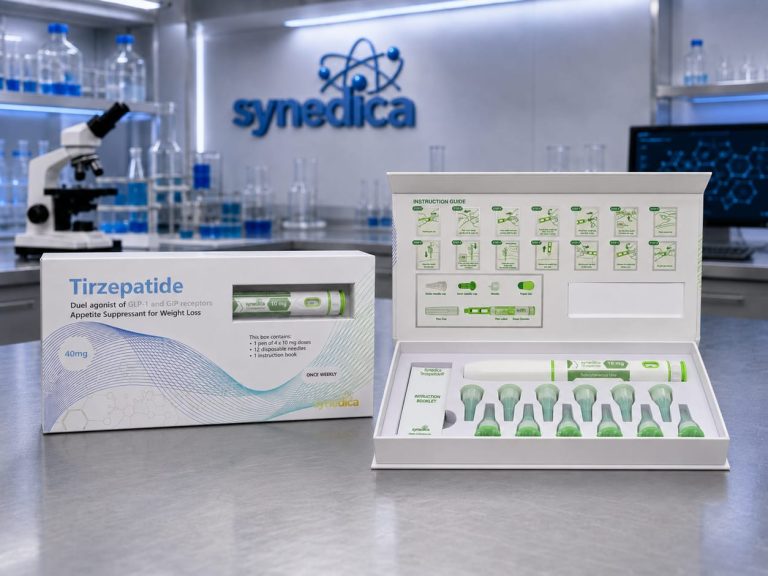 Order the Synedica Tirzepatide 40mg injection pen kit at Synedica Wellness. Dual GIP/GLP-1 action, precision multi-dose dial, 99%+ lab-verified purity, and fast UK shipping.